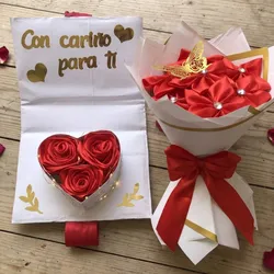 Combo de ramo de rosas y caja sorpresa con luces personalizado✨🎁