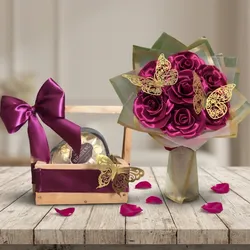 Combo de ramo de rosas y cesta con bombones ✨🎁❤️