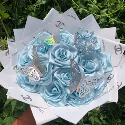 Ramo de rosas azul cielo personalizado✨🎁🩵