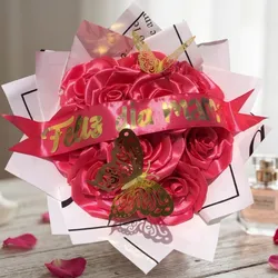 Ramo de rosas rosado coral temático 🎁✨💗