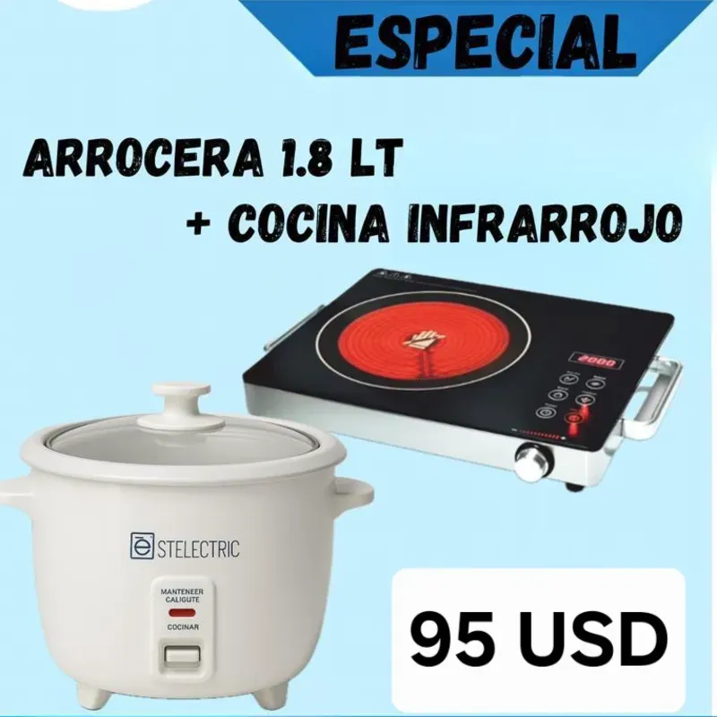 Combo de Olla Arrocera 1.8L + Fogon Infrarrojo 1500W