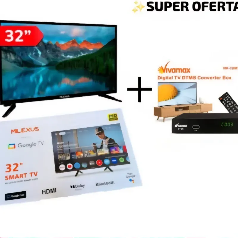 Combo de Smart TV de 32" + Caja Decodificadora HD 