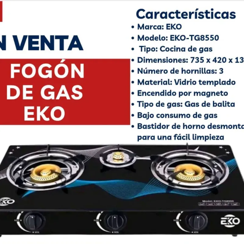 Fogon de Gas EKO de 3 Quemadores 
