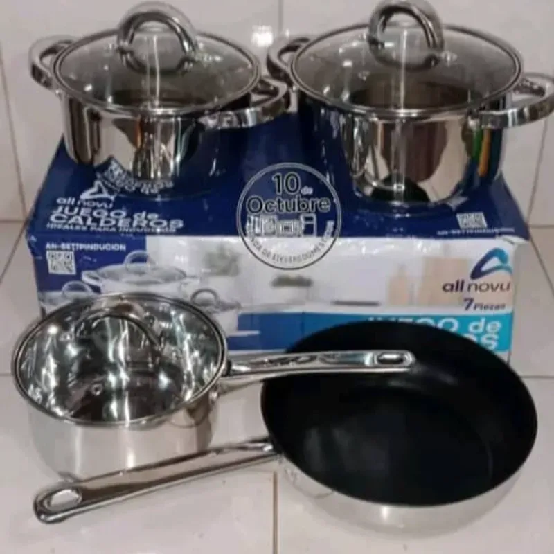 Juego de Calderos de Acero Inox 