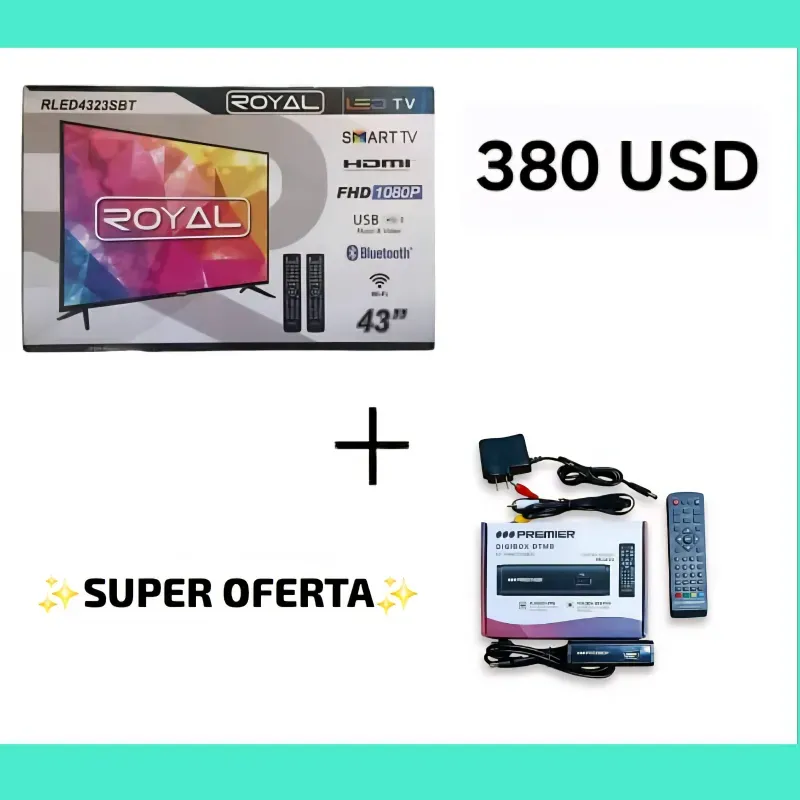 Smart TV de 43" + Caja Decodificadora HD 