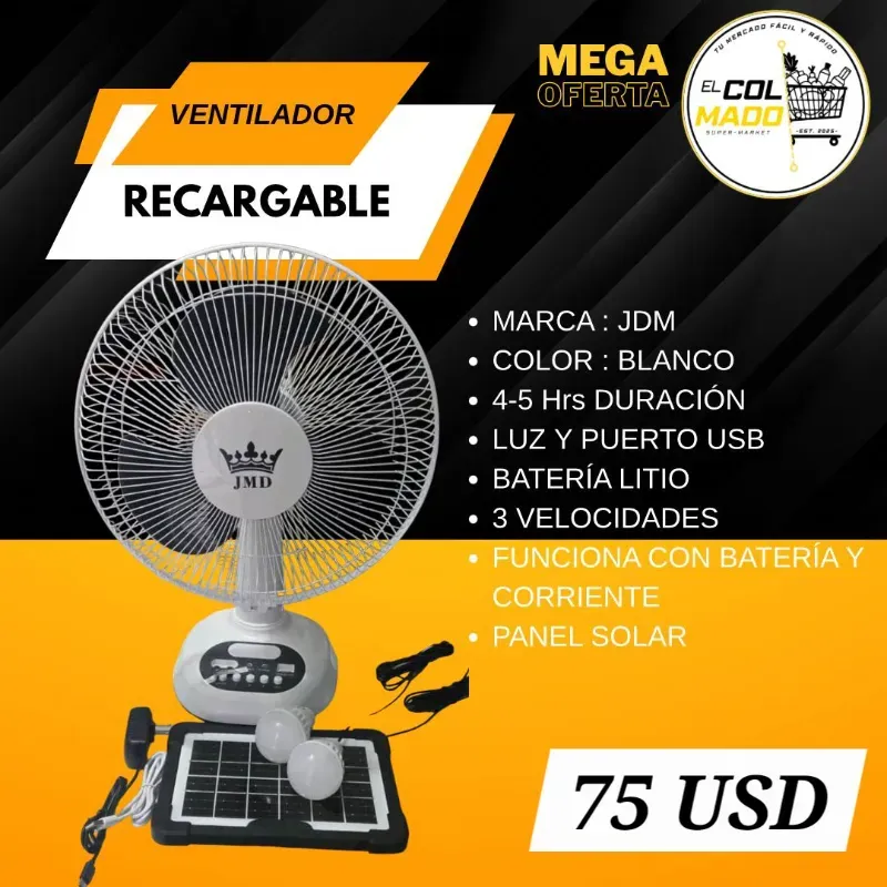 Ventilador Recargable de Mesa JMD