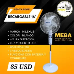 Ventilador Recargable de Pedestal 16" 