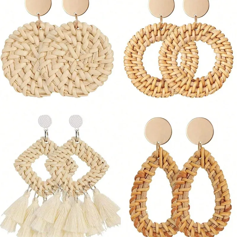 Aretes imitación mimbre 