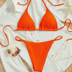 Bikini Acanalado Naranja Talla S