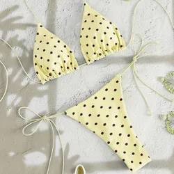 Bikini Amarillo puntos Marrones