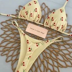 Bikini Amarillo con cerezas Talla S