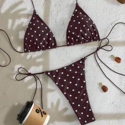 Bikini Marrón puntos Azules