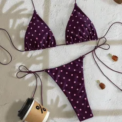 Bikini Morado puntos Rosa