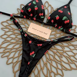 Bikini Negro con Cerezas Talla XS