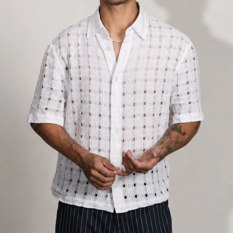 Camisa Zara de Hilo Blanca Talla L