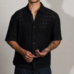 Camisa Zara de Hilo Negra Talla S