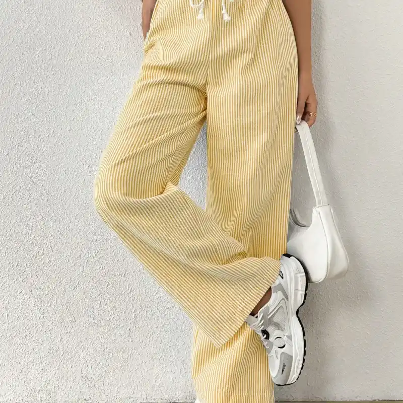 Pantalon de lino de rayas