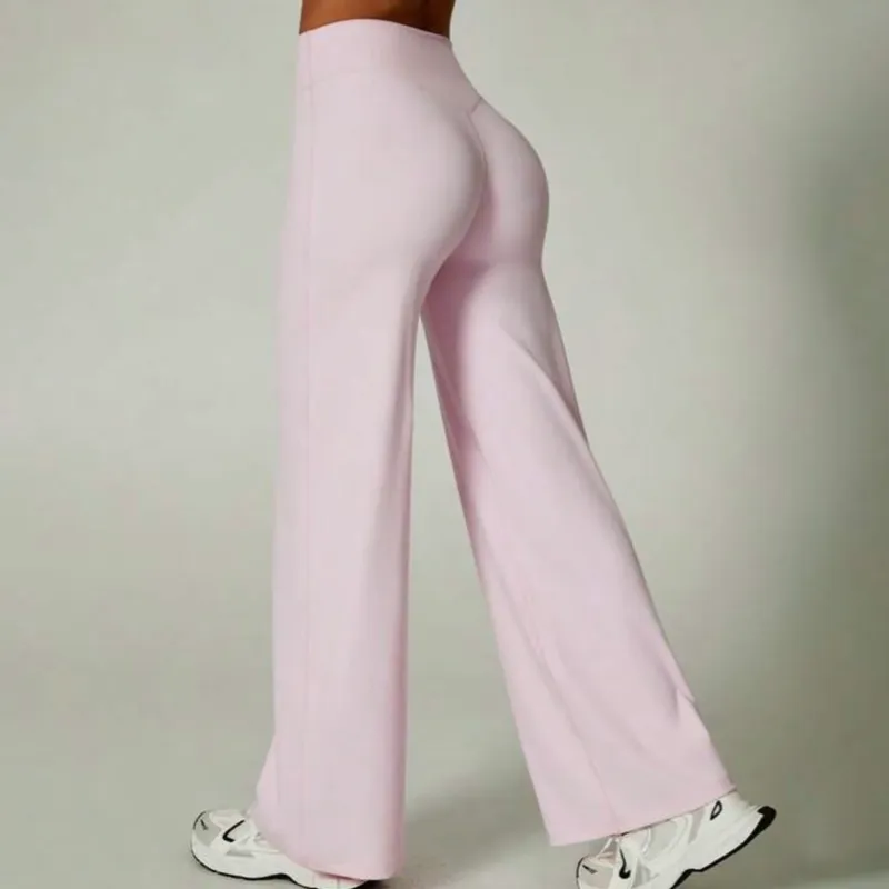 Pantalón Deportivo Pata Ancha Rosa Talla XS
