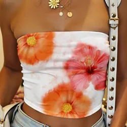 Top de flores strapless 