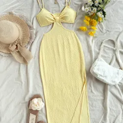 Vestido amarillo cut out