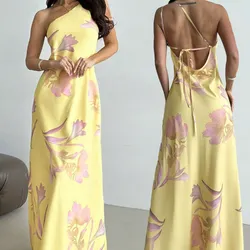 Vestido Amarillo largo con Flores