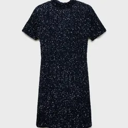 Vestido de lentejuelas MNG azul oscuro Talla S