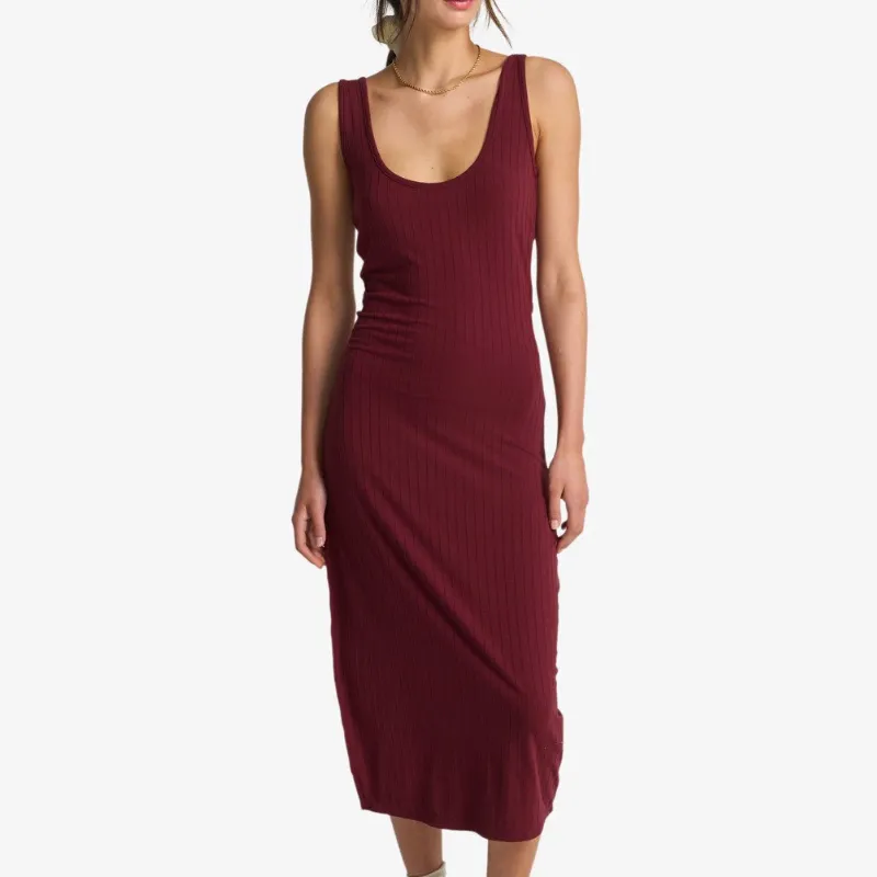 Vestido H&M acanalado rojo vino Talla S
