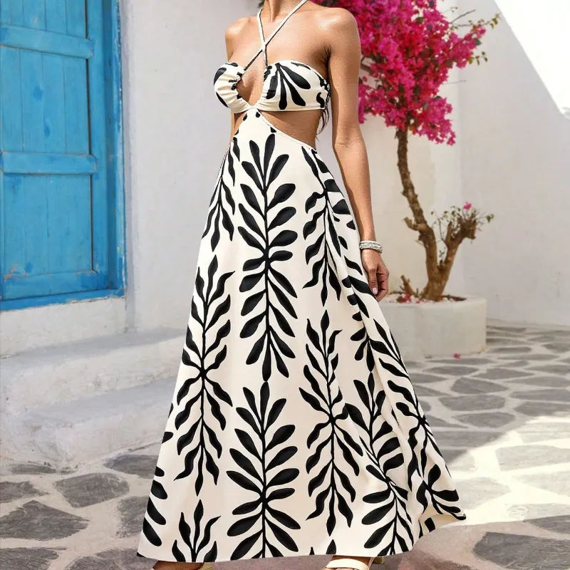 Vestido largo estampado 