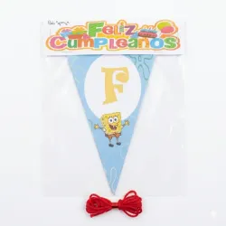 Banderín artesanal Bob Esponja Felicidades