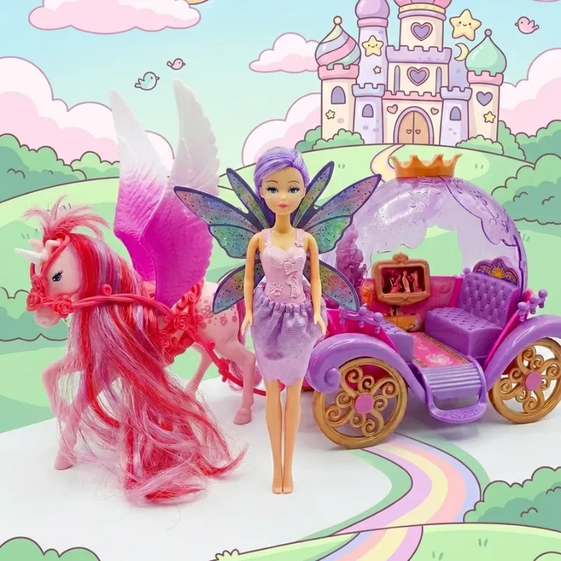 Hada + Unicornio alado + Carroza