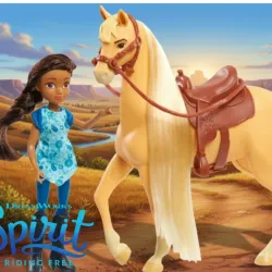 Prudence Granger y su yegua Chica Linda de la serie Spirit Riding Free