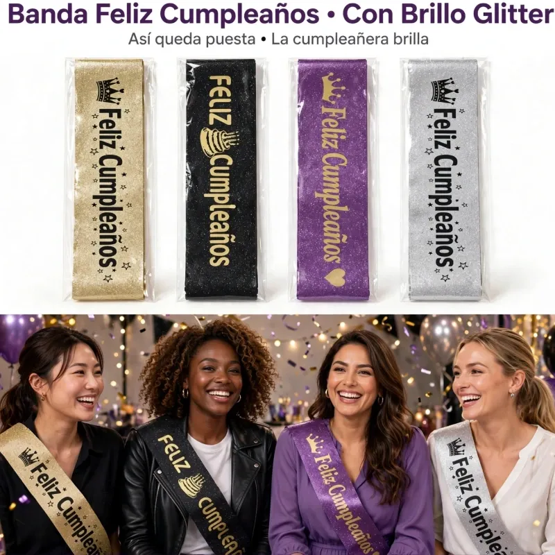 Bada de Feliz Cumpleaños con brillito