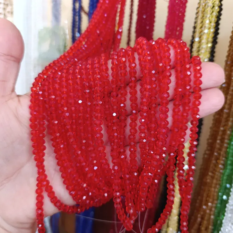 Cristal, dona de 4mm color rojo transparente