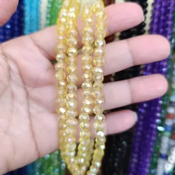 Cristal, dona de 6mm color amarillo clarito transparente 