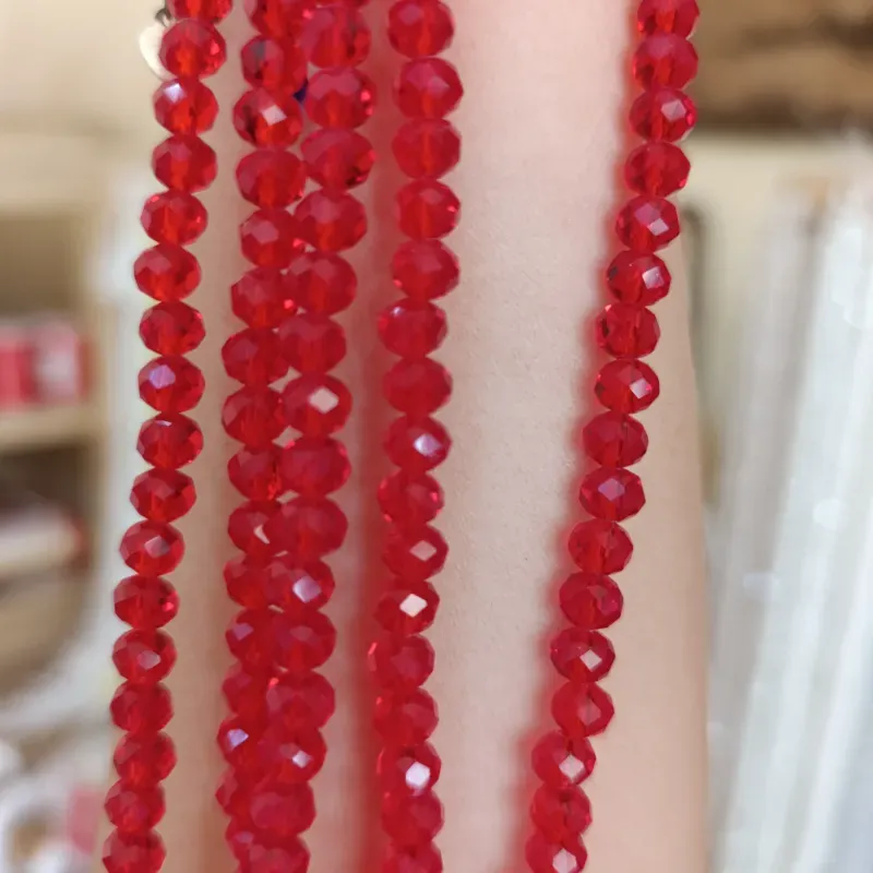 Cristal, dona de 6mm color rojo transparente 
