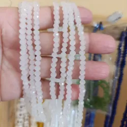 Cristal en forma de dona de 4 mm  blanco mate