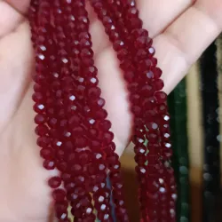 Cristal en forma de dona de 4 mm rojo oscuro transparente 