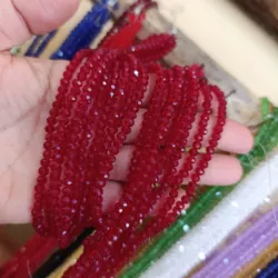 Cristal en forma de dona de 4 mm rojo oscuro transparente 