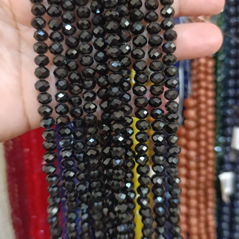 Cristal negro tipo dona de 6 mm