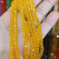 Cristal tipo dona de 4mm color amarillo transparente 