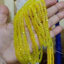 Cristal tipo dona de 4mm color amarillo transparente 