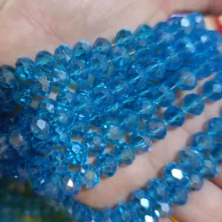 Cristal tipo dona de 8mm color azul claro 