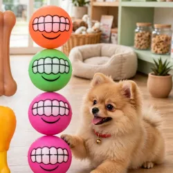 Juguete en forma de pelota con dientes