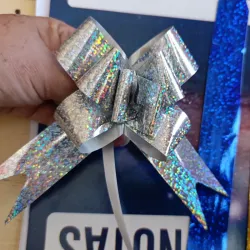 Lazo mágico plateado holográfico 