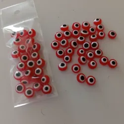 🔴🧿 Ojos Turcos Plásticos Rojos – 8 mm 🧿🔴