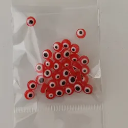 🔴🧿 Ojos Turcos Plásticos Rojos – 6 mm 🧿🔴