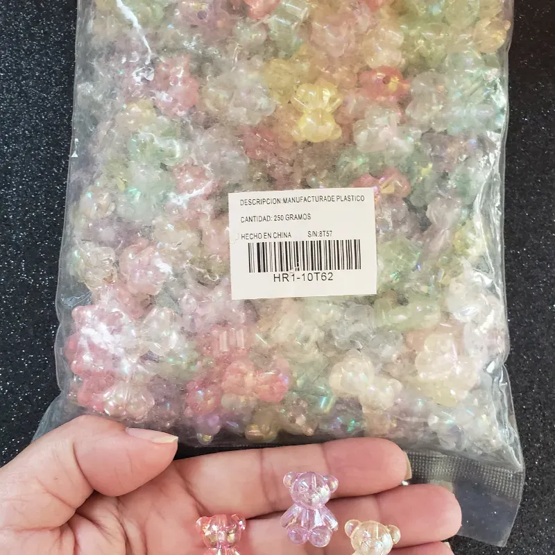 Paquete de 250 gramos de ositos de acrílico colores variados