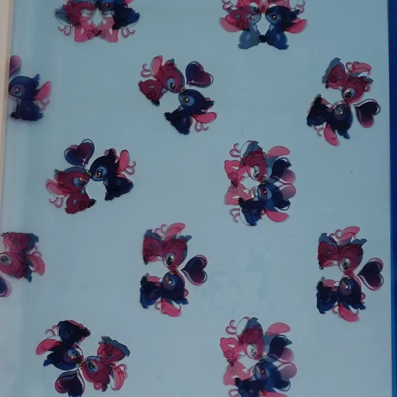 Papel coreano azul fondo azul con Stitch y Angela