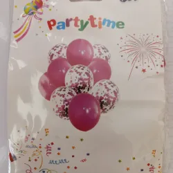 Set de 10 globos  rosados y transparentes 