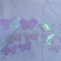 Set de 12 mariposas blancas tornasol 